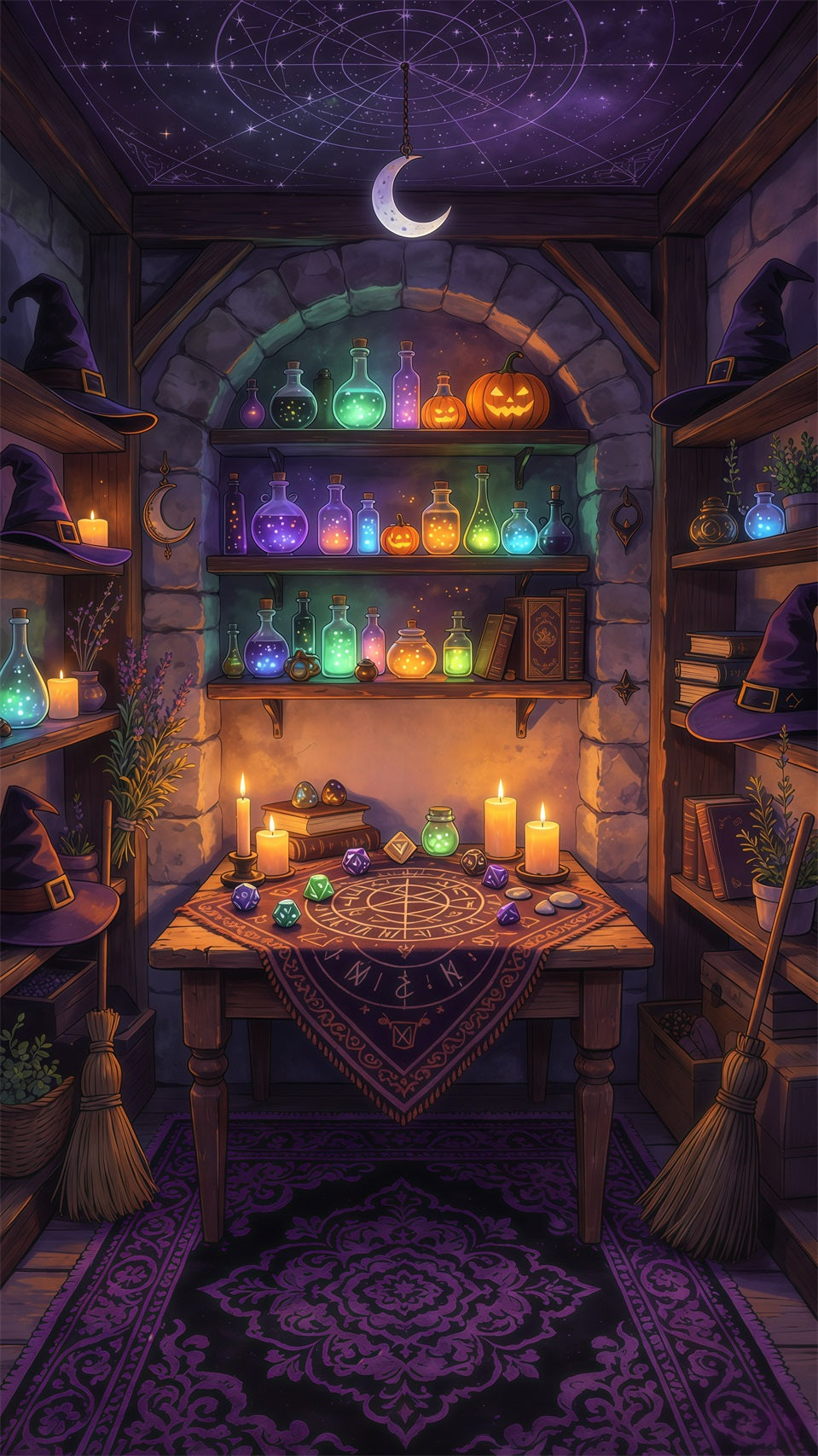 Magic Potion Shop Door Glowing Witch Potion Nook Halloween Party Door Cover GQ68-35