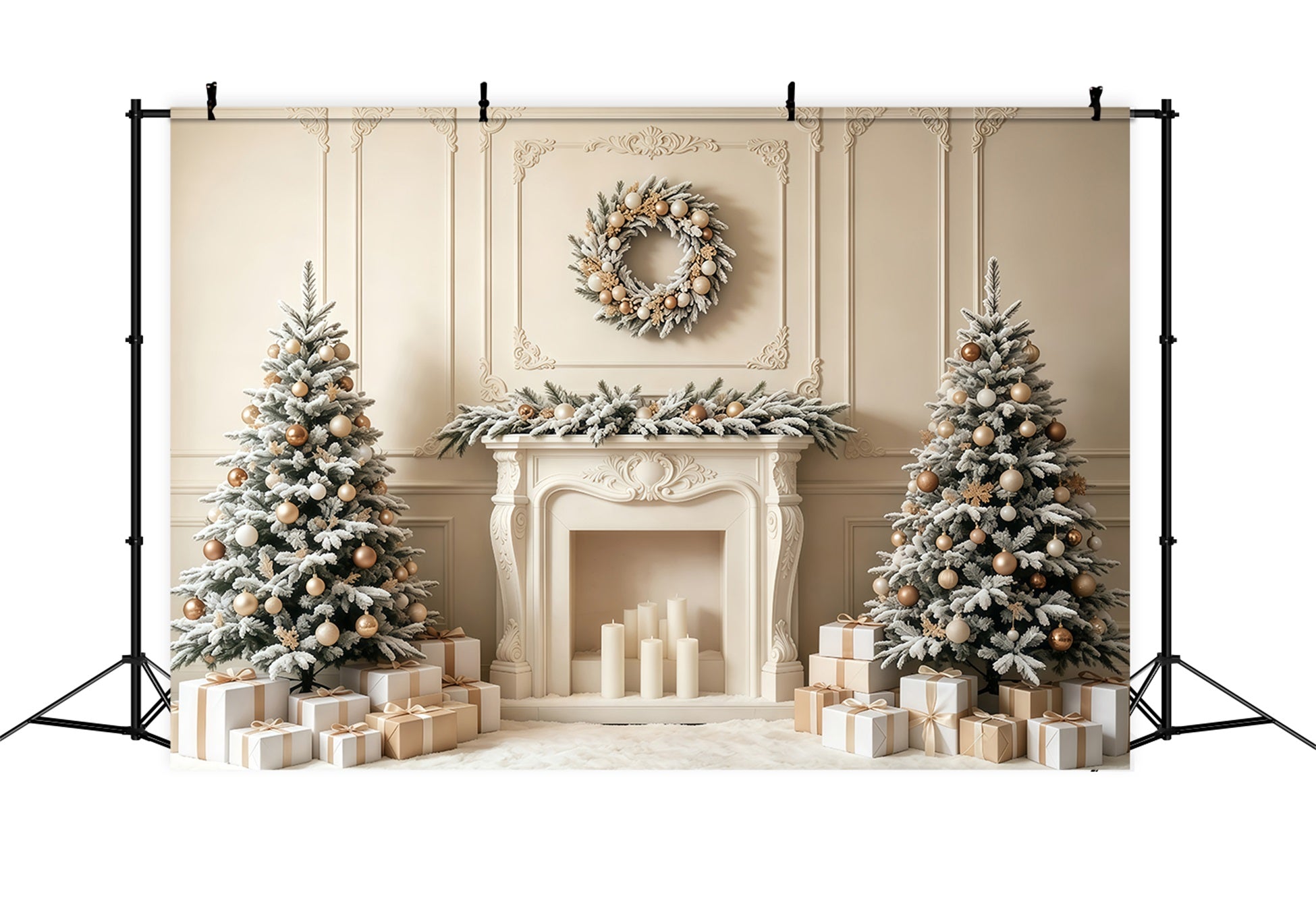 Elegant Christmas Backdrop Elegant Frosted Fireplace Mantel Studio Christmas Backdrop GQ68-66