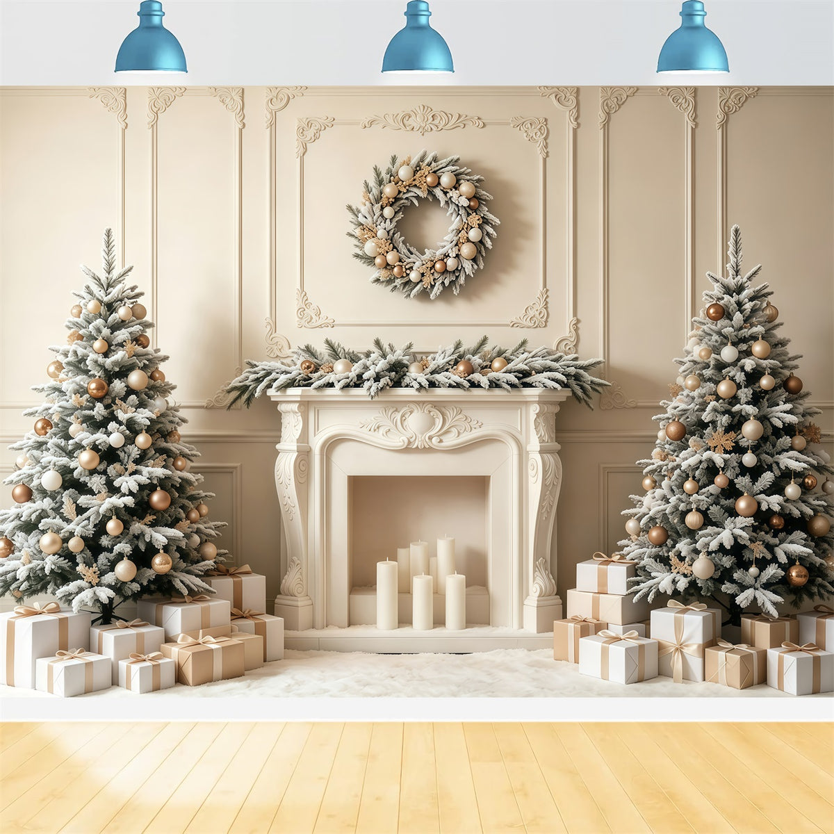 Elegant Christmas Backdrop Elegant Frosted Fireplace Mantel Studio Christmas Backdrop GQ68-66