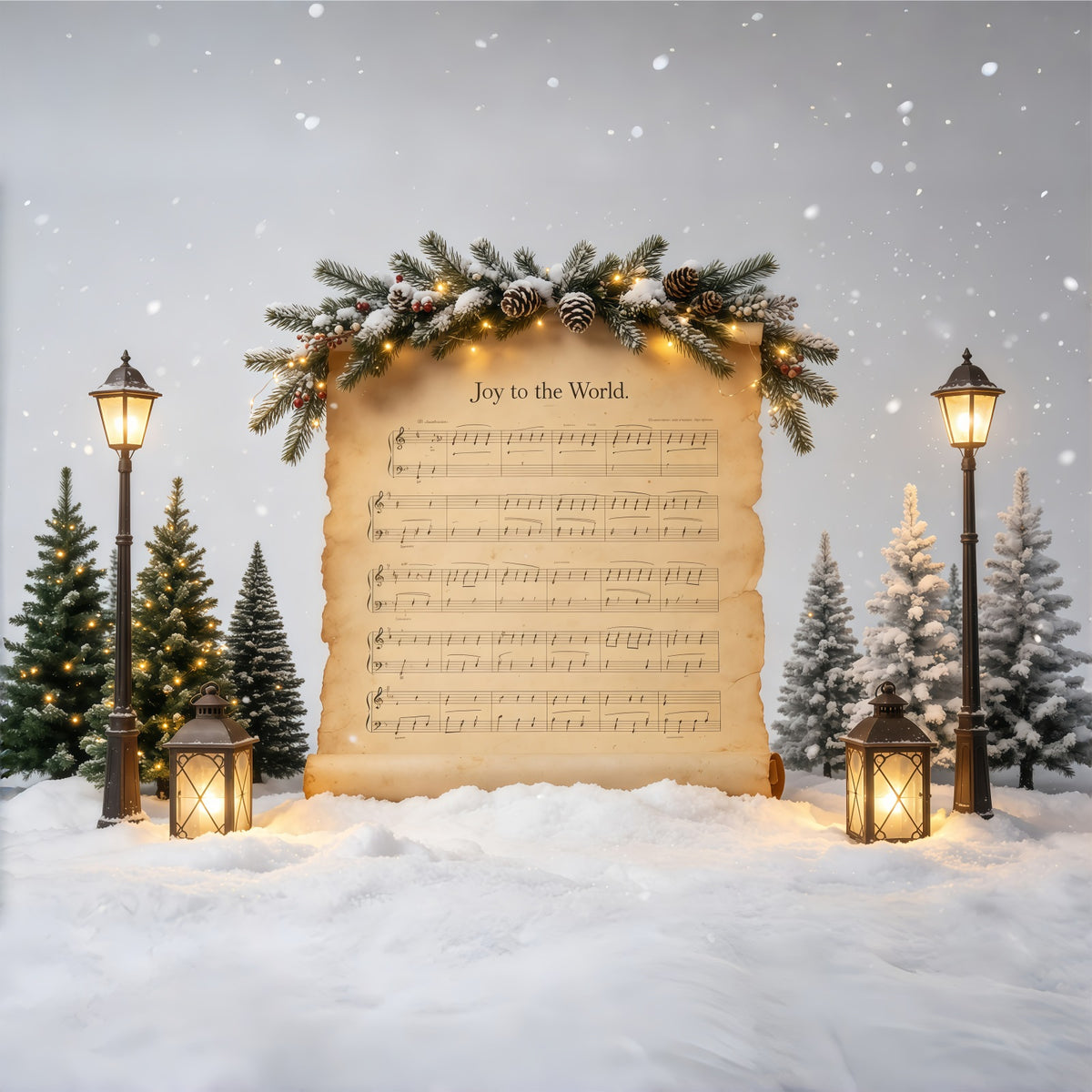 Christmas Song Backdrop Joy to the World Music Backdrop Christmas GQ68-82