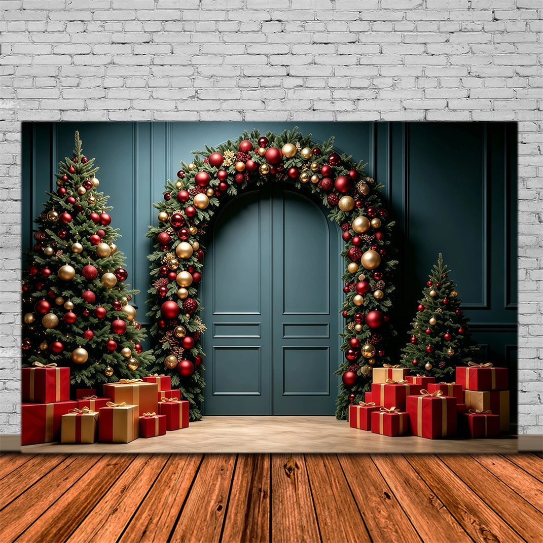 Christmas Wall Backdrop Luxury Garland Door Arch Christmas Studio Backdrop GQ68-96