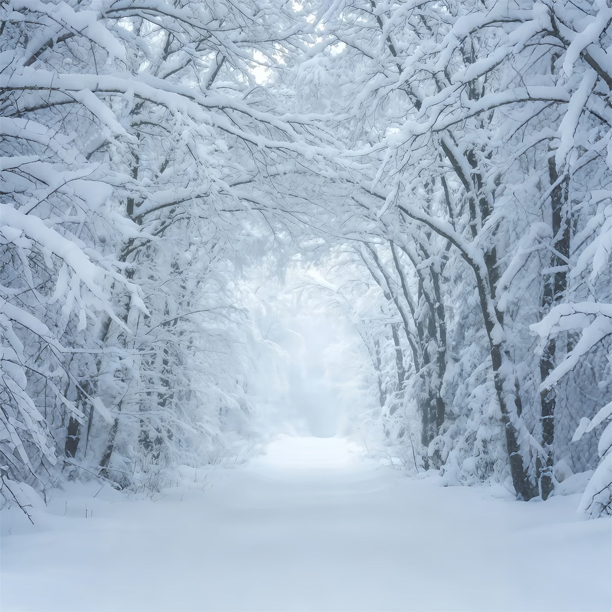 Winter Christmas Backdrop Snowy Forest Pathway Tunnel Christmas Studio Backdrops GQ69-43
