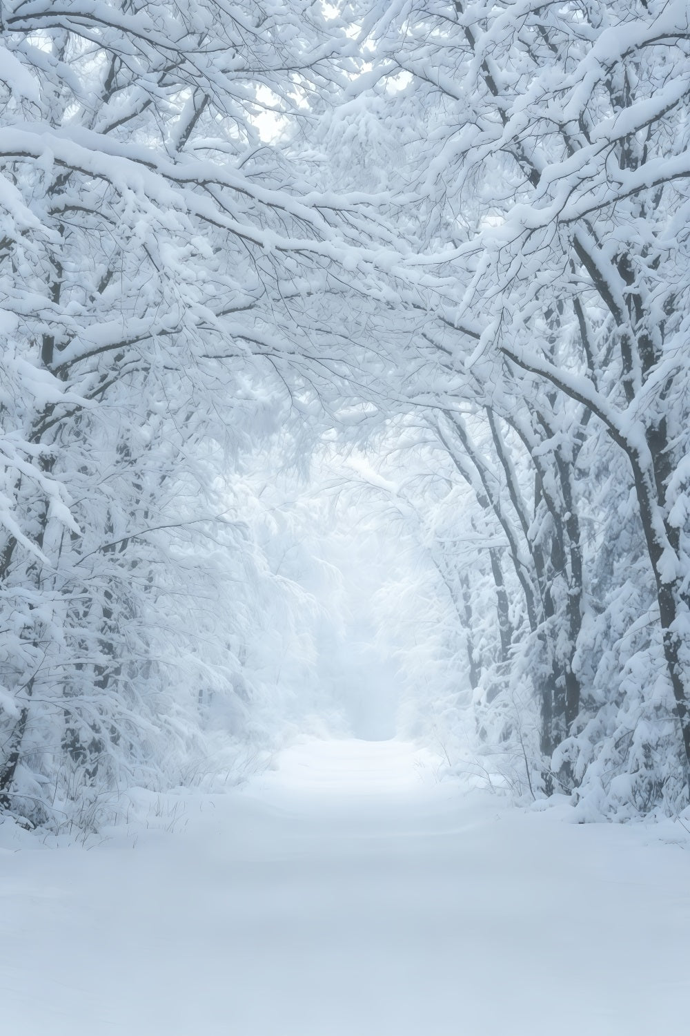 Winter Christmas Backdrop Snowy Forest Pathway Tunnel Christmas Studio Backdrops GQ69-43