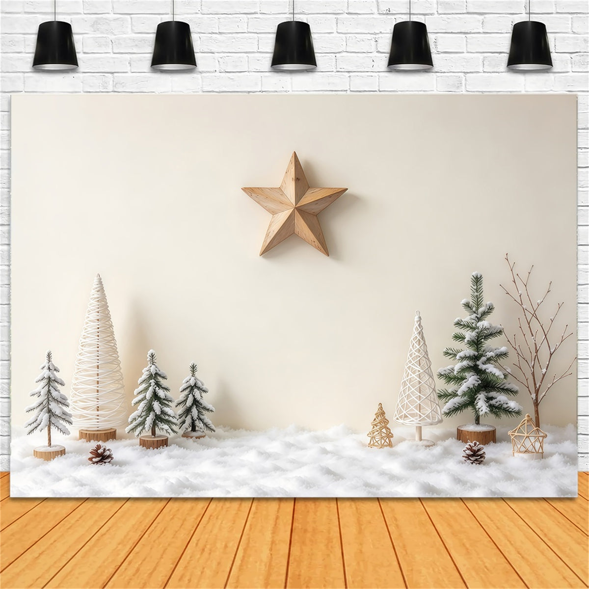 Photography High Resolution Christmas Backdrop Minimal Winter Star Display Simple Christmas Photo Backdrop GQ69-86