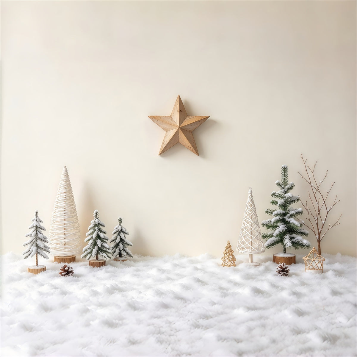 Photography High Resolution Christmas Backdrop Minimal Winter Star Display Simple Christmas Photo Backdrop GQ69-86
