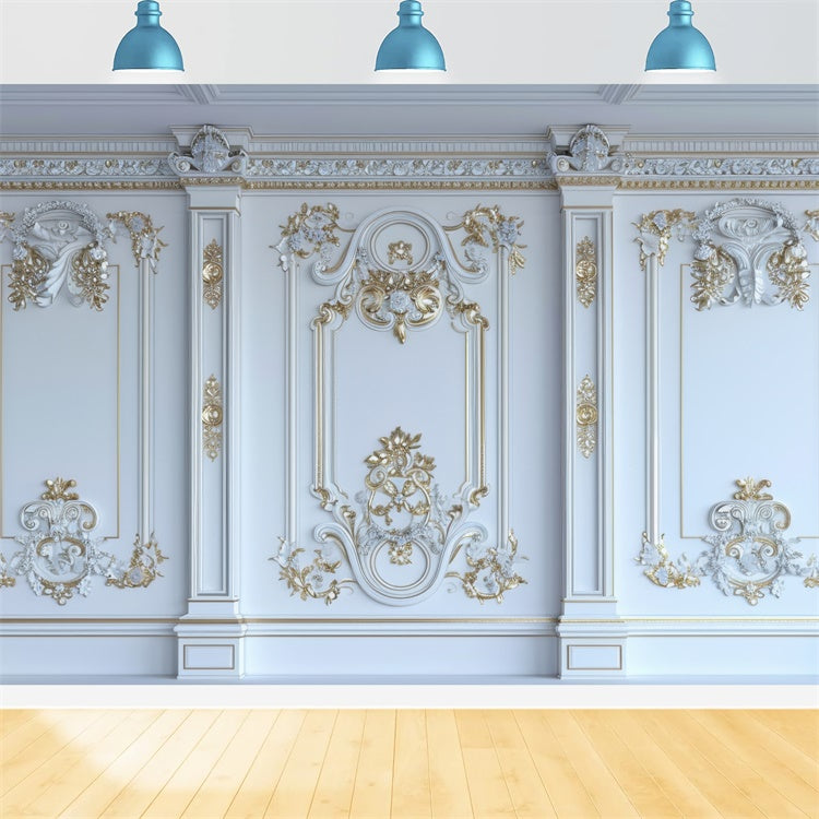 Artistic Backdrop Exquisite Gold Trimmed White Wall Backdrop GTY-121