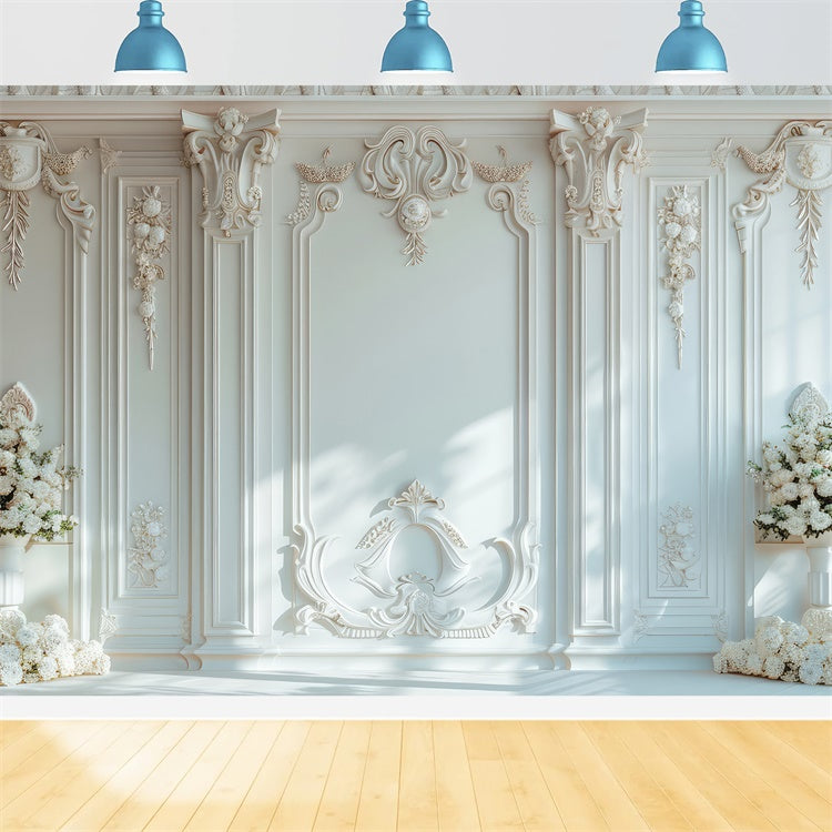 Artistic Backdrops Delicate White Wall Bouquet Backdrop GTY-122