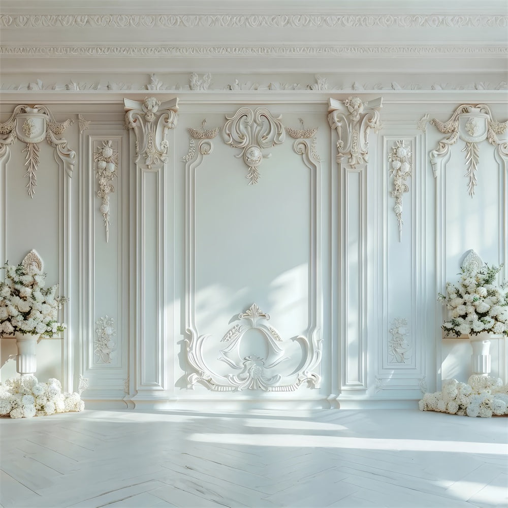 Artistic Backdrops Delicate White Wall Bouquet Backdrop GTY-122