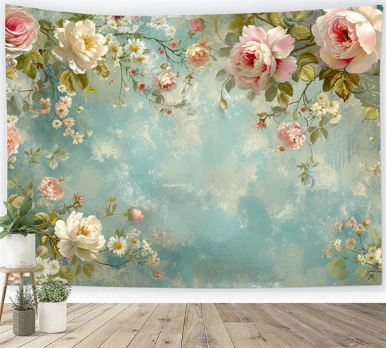 Backdrops Fine Art Delicate Pink Rose Vine Backdrop GTY-68