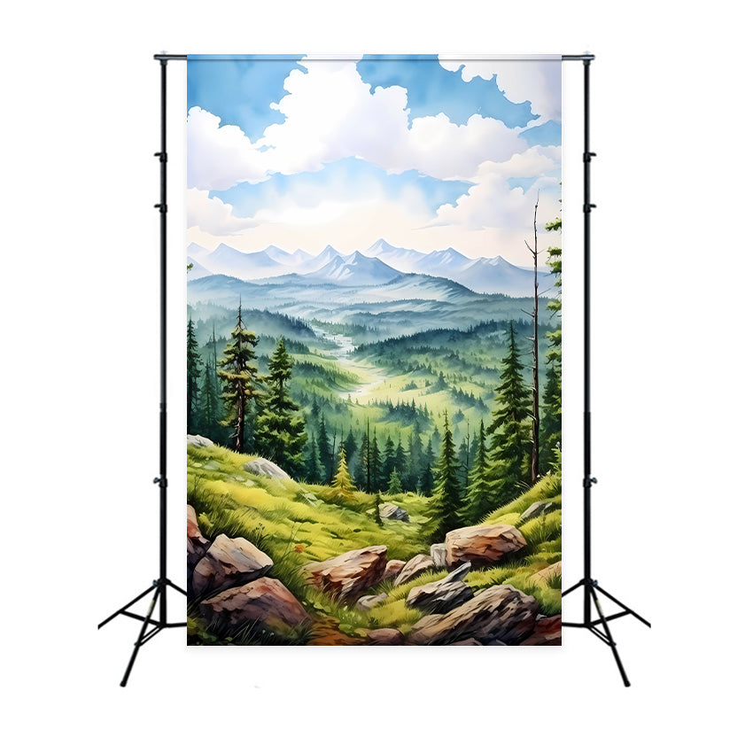 Artistic Backdrop Tranquil Mountain Sky Backdrop GTY-81