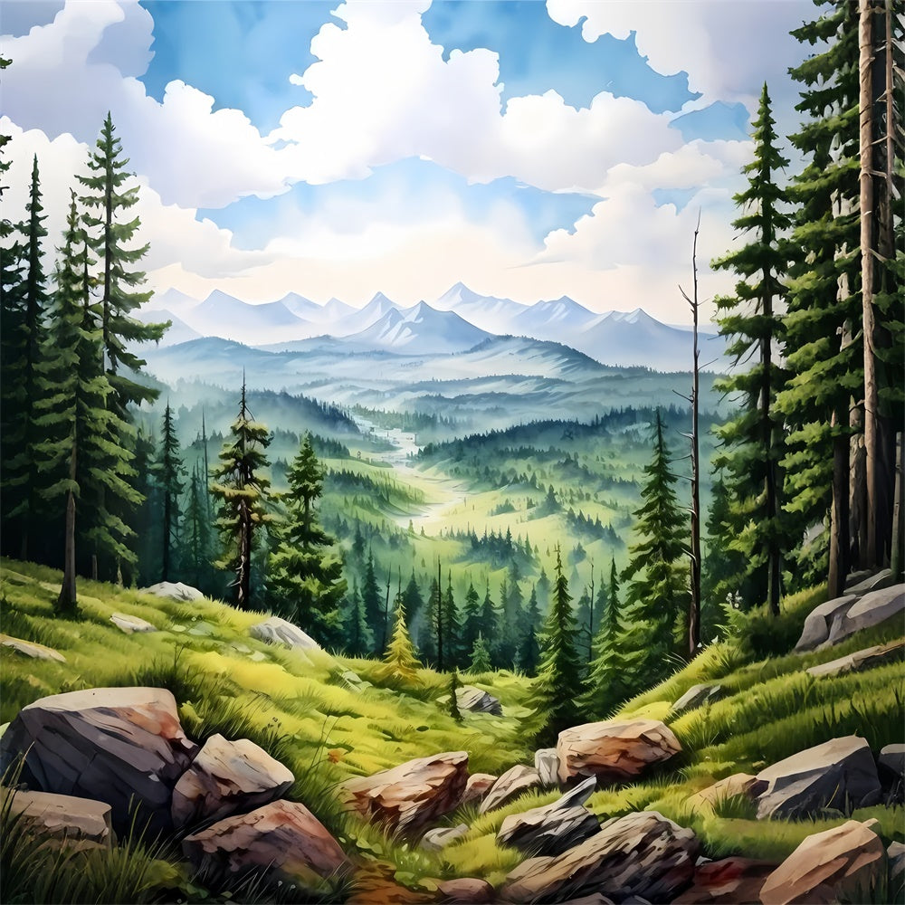 Artistic Backdrop Tranquil Mountain Sky Backdrop GTY-81