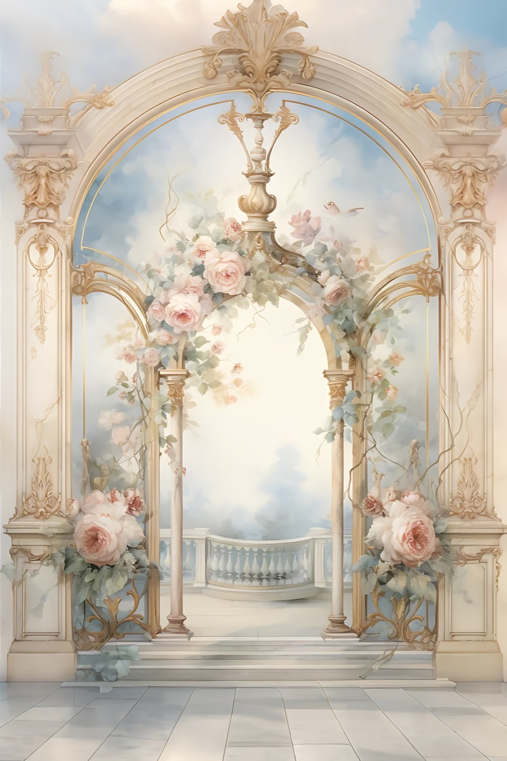 Fine Art Photography Backdrop Ornate Vintage Bloom Backdrop GTY-97