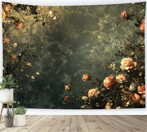 School Portrait Backdrops Vintage Floral Green Texture Backdrop GTY2-143