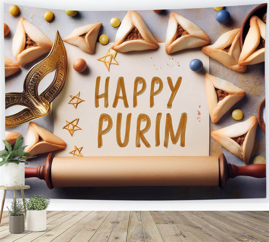 Purim Backdrop Festive Purim Dessert Baking Backdrop GTY3-11