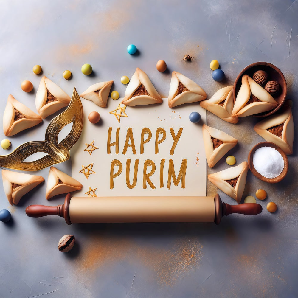 Purim Backdrop Festive Purim Dessert Baking Backdrop GTY3-11