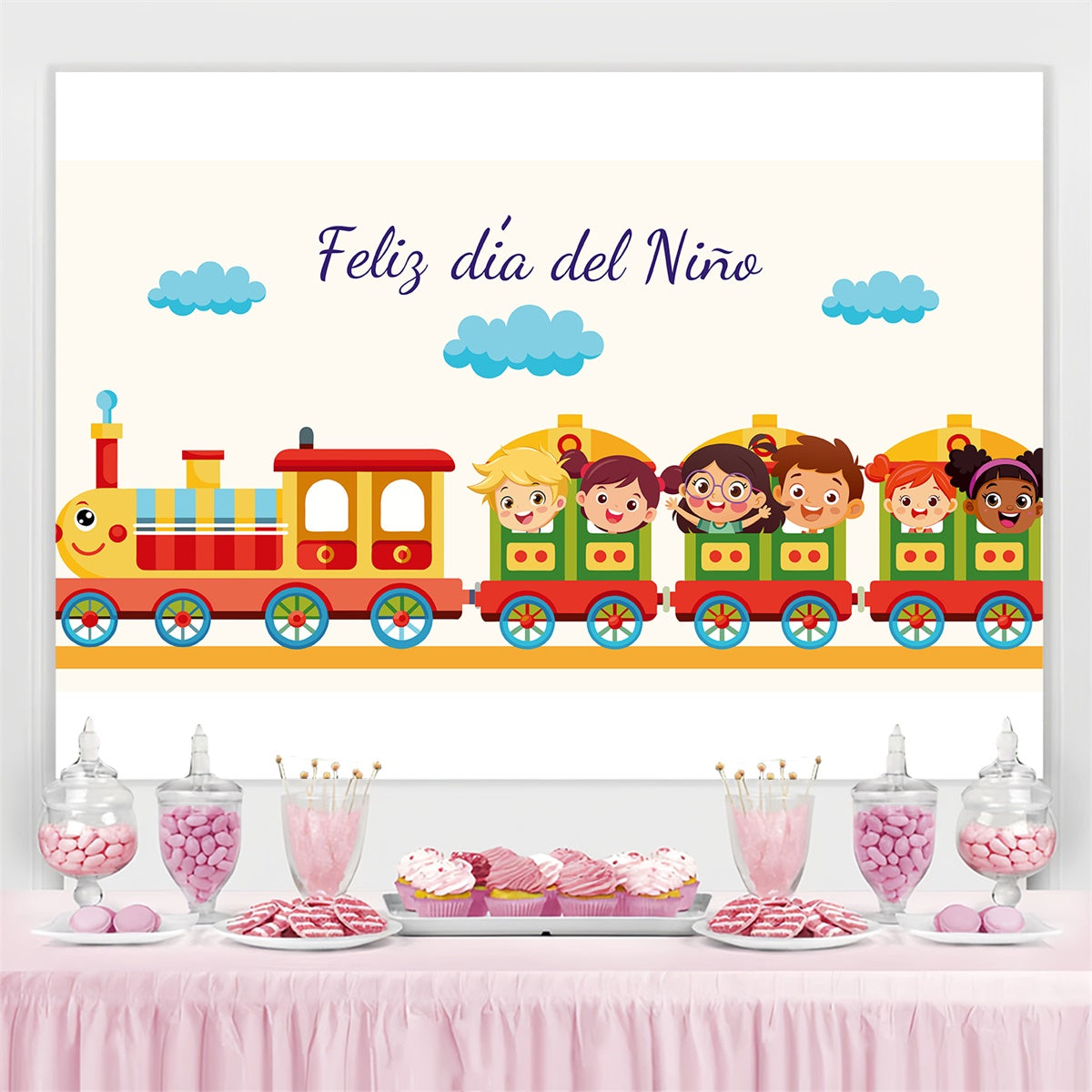 Mexican Children's Day Backdrop Festive Train Adventure Backdrop GTY3-114