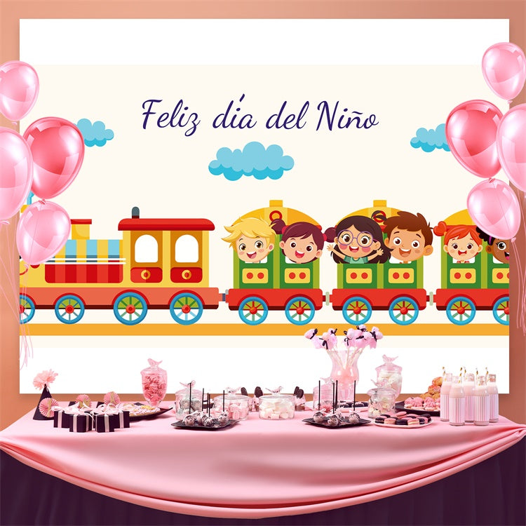 Mexican Children's Day Backdrop Festive Train Adventure Backdrop GTY3-114