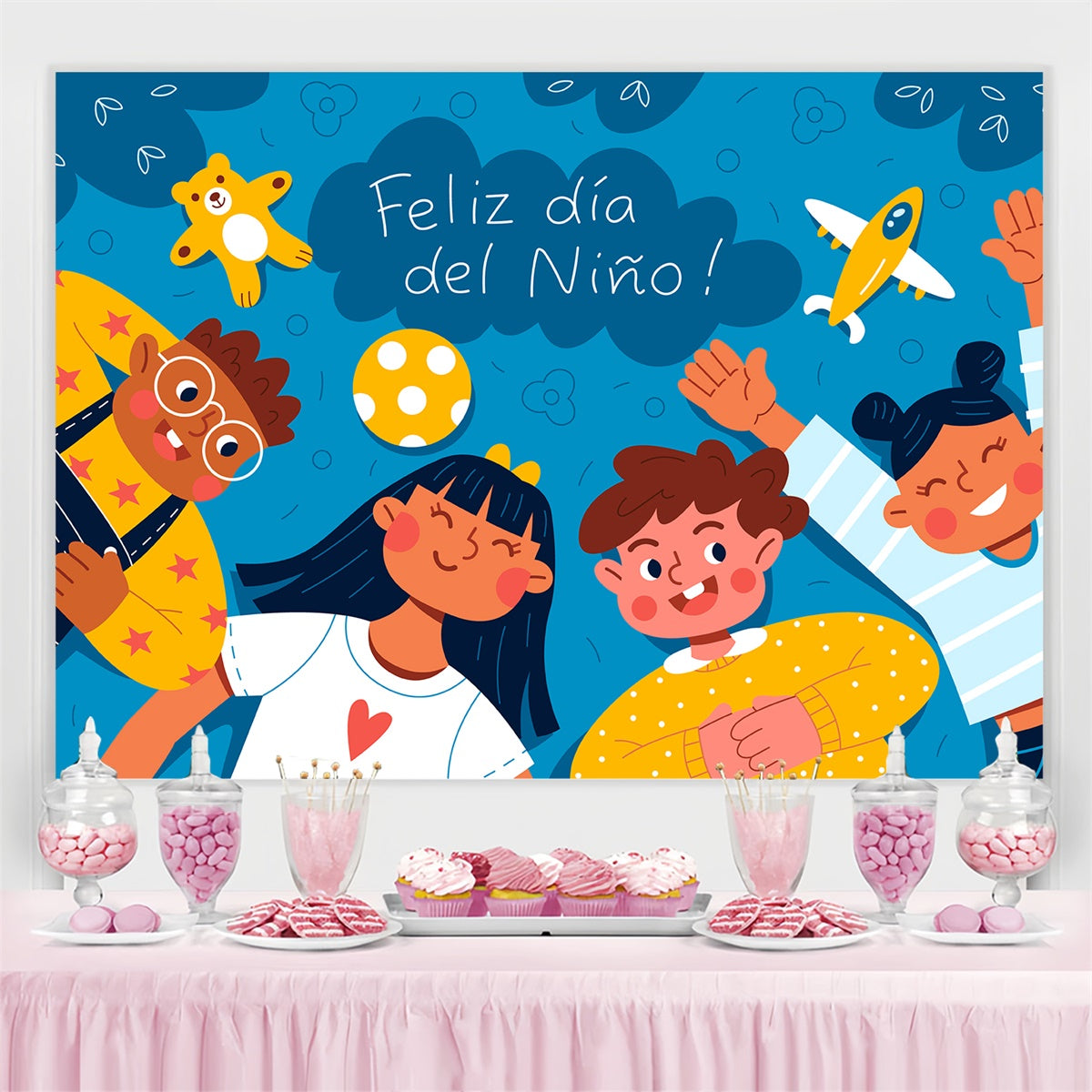 Mexican Children's Day Backdrop Teddy Toys Kids Party Backdrop GTY3-119