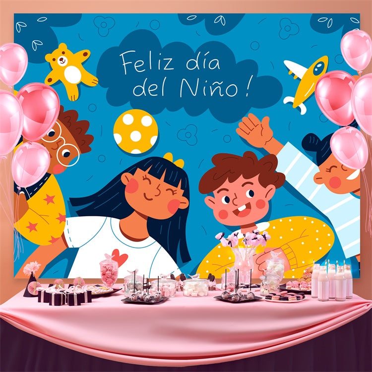 Mexican Children's Day Backdrop Teddy Toys Kids Party Backdrop GTY3-119