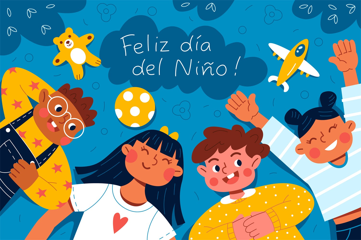 Mexican Children's Day Backdrop Teddy Toys Kids Party Backdrop GTY3-119