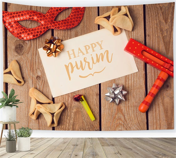 Purim Backdrop Mask Cookies Festive Celebration Backdrop GTY3-12