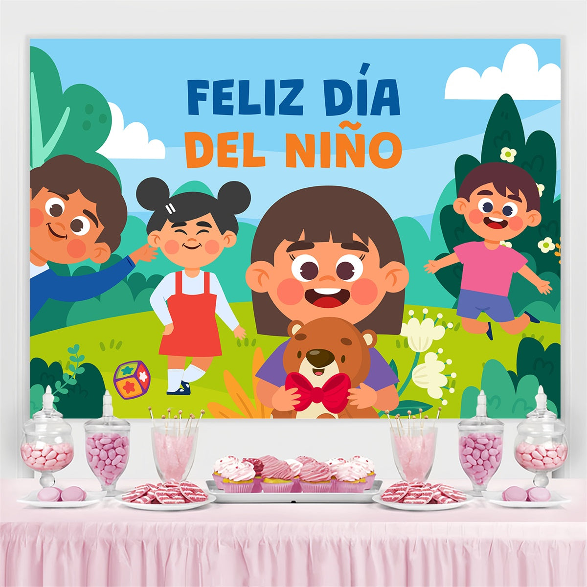 Mexican Children's Day Backdrop Cute Kids Park Fun Backdrop GTY3-120