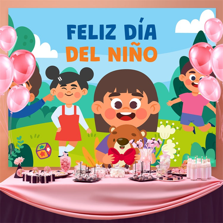Mexican Children's Day Backdrop Cute Kids Park Fun Backdrop GTY3-120