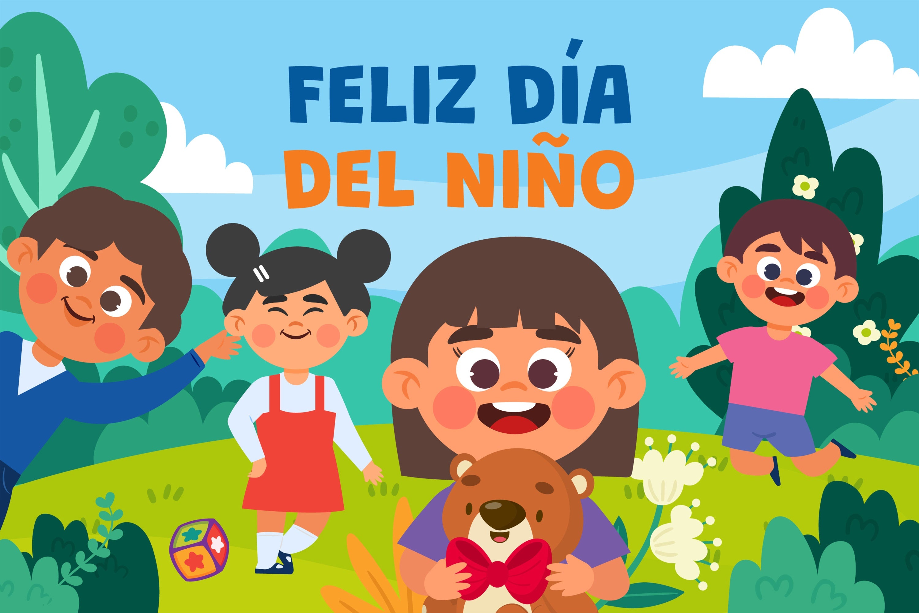 Mexican Children's Day Backdrop Cute Kids Park Fun Backdrop GTY3-120