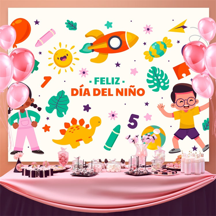 Mexican Children's Day Backdrop Rocket Exploration Kids Backdrop GTY3-122