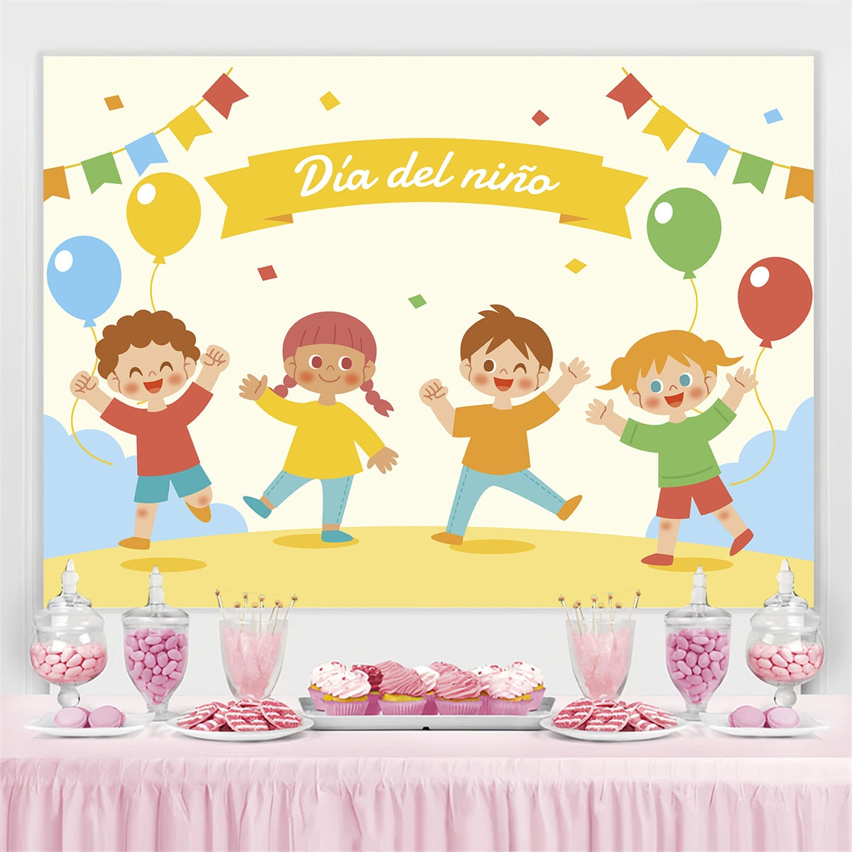 Mexican Children's Day Backdrop Festive Kids Dancing Backdrop GTY3-123