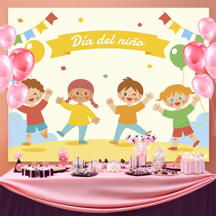 Mexican Children's Day Backdrop Festive Kids Dancing Backdrop GTY3-123