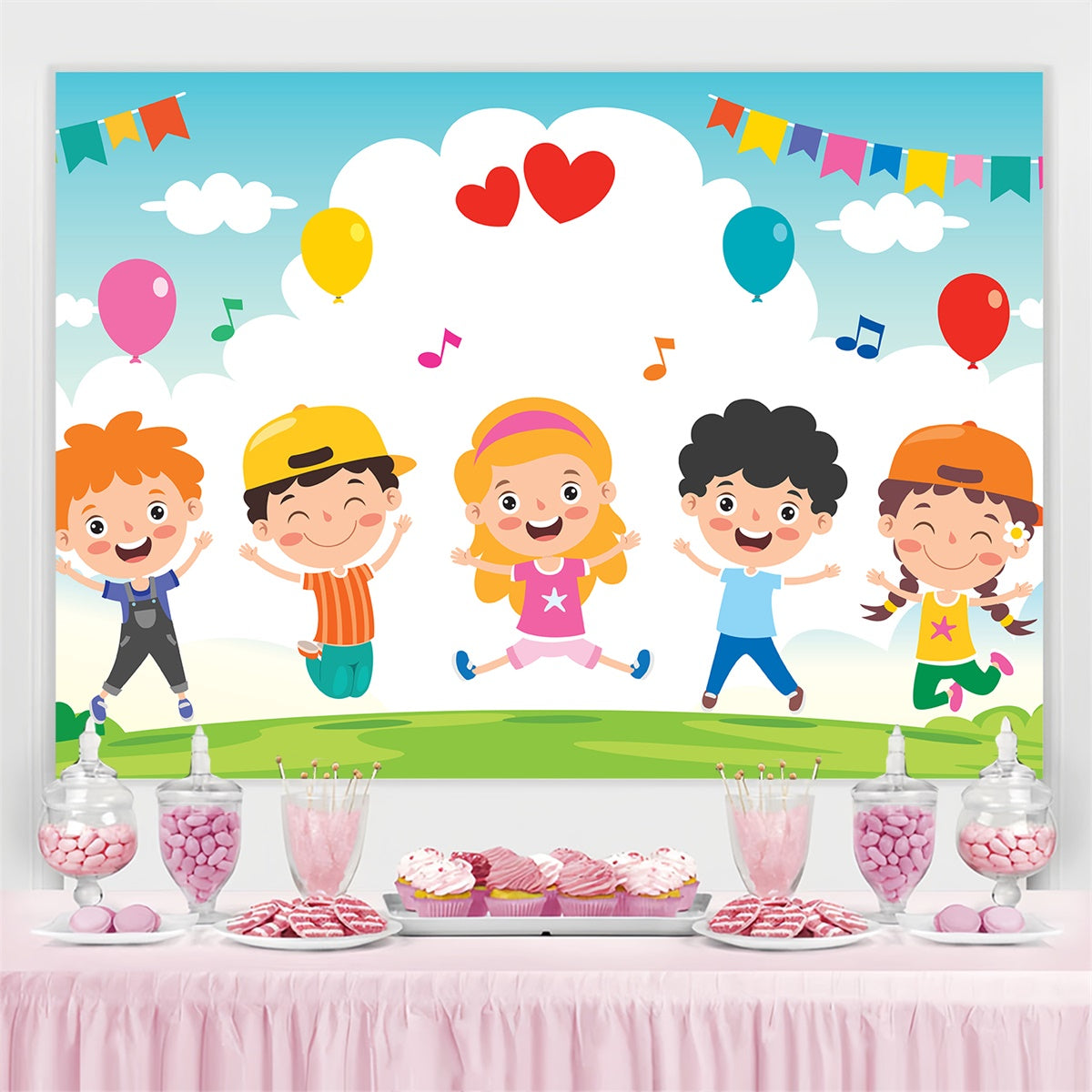 Mexican Children's Day Backdrop Happy Kids Colorful Balloons Backdrop GTY3-126