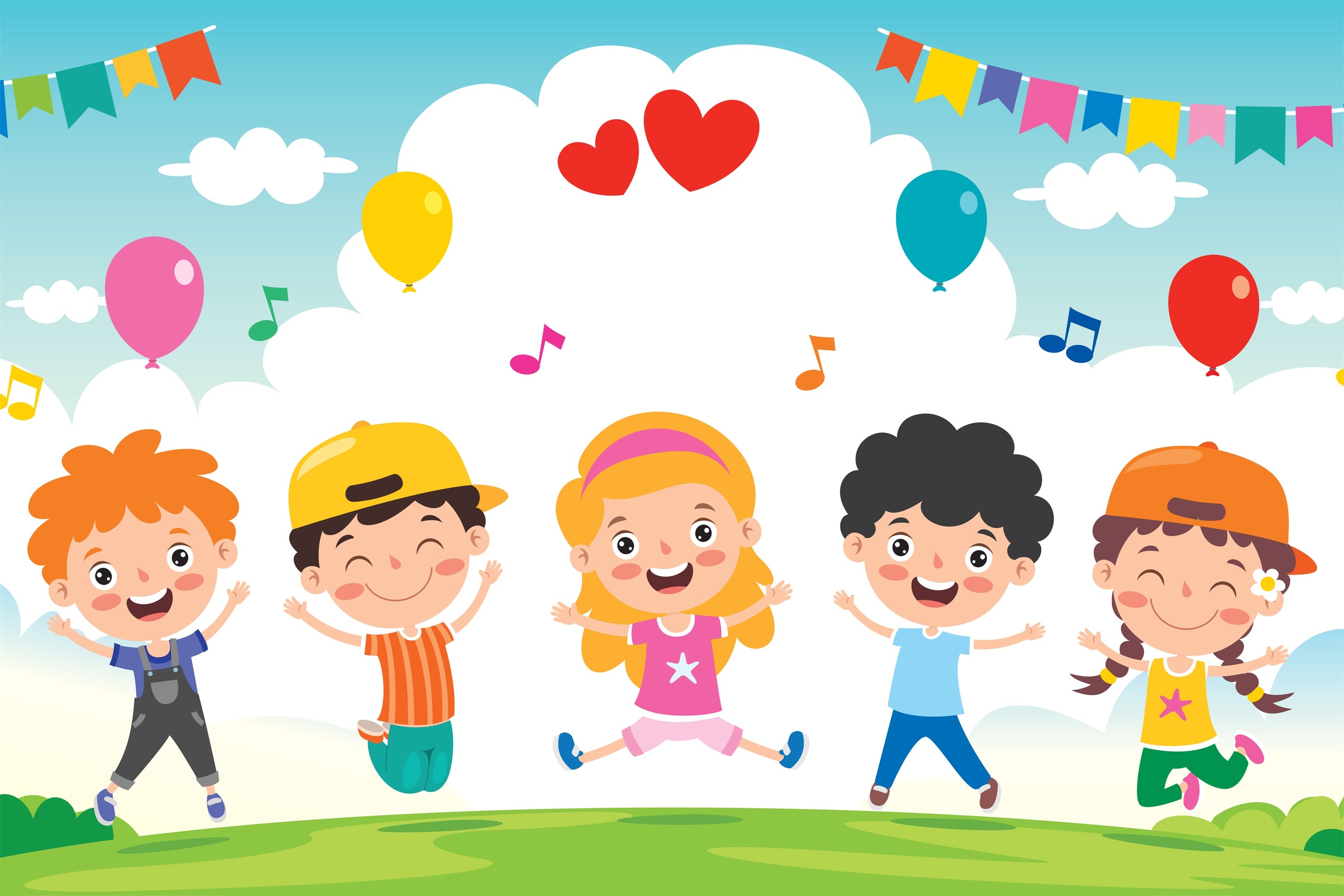 Mexican Children's Day Backdrop Happy Kids Colorful Balloons Backdrop GTY3-126