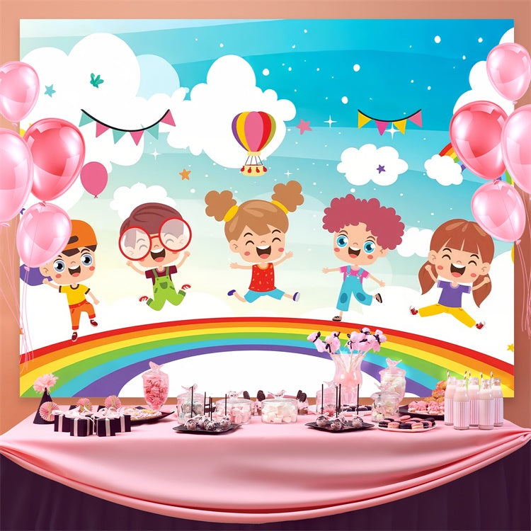 Mexican Children's Day Backdrop Happy Kids Jumping Backdrop GTY3-128
