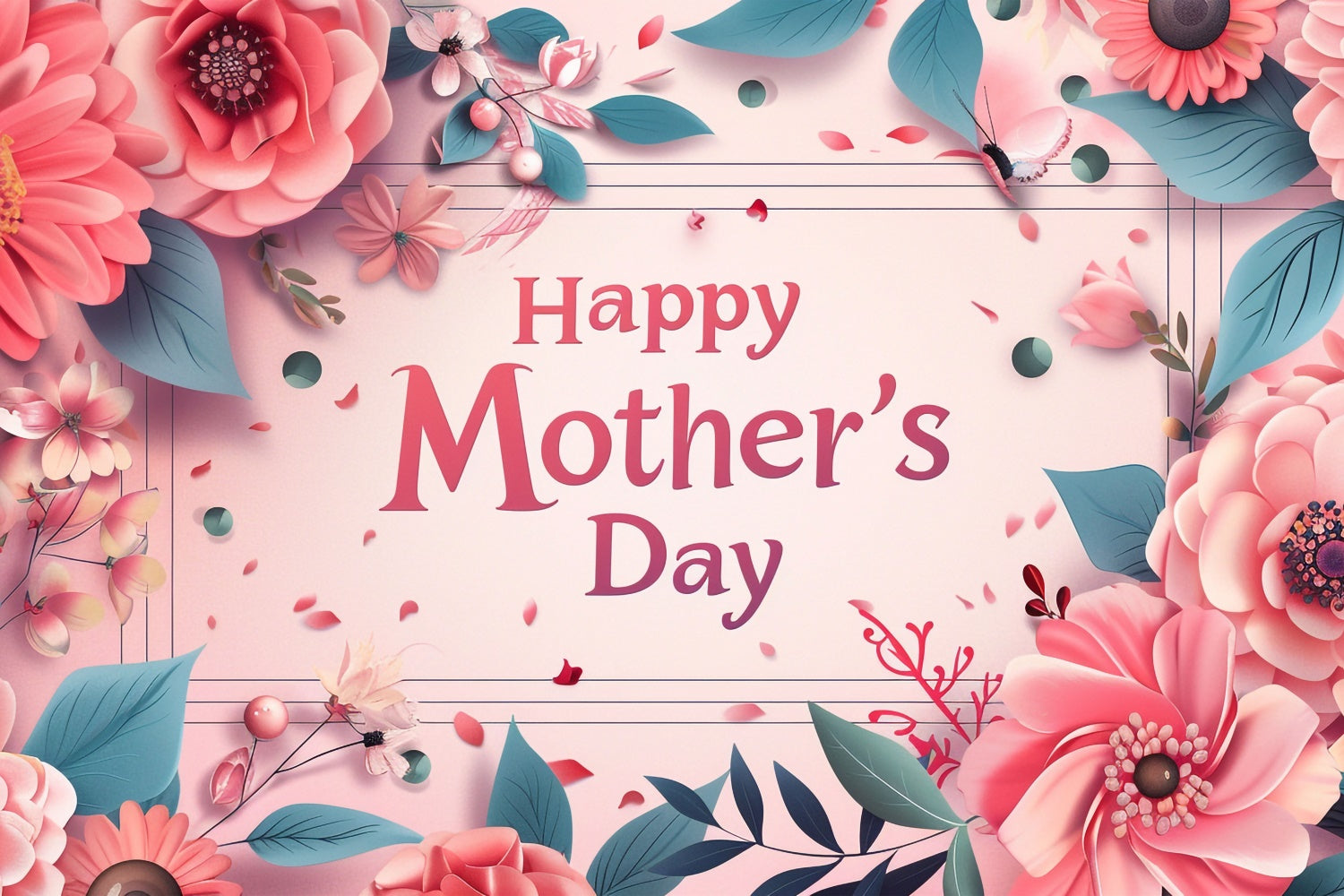 Mother's Day Photo Backdrops Vintage Floral Frame Backdrop GTY3-142
