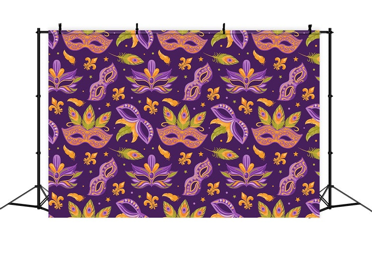 Purim Backdrop Ornate Masquerade Feather Mask Backdrop GTY3-15
