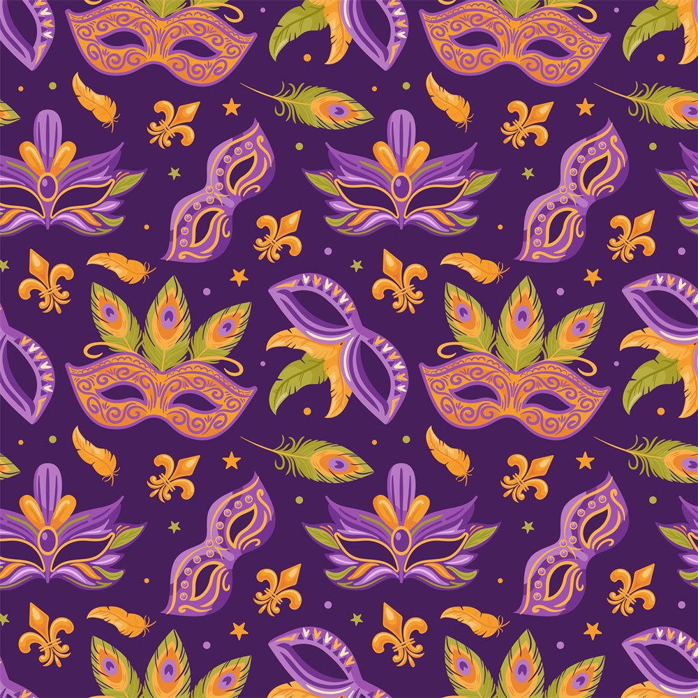 Purim Backdrop Ornate Masquerade Feather Mask Backdrop GTY3-15