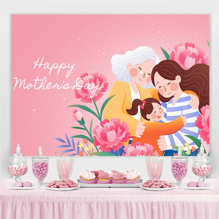 Happy Mother's Day Backdrop Sweet Embrace Floral Backdrop GTY3-155
