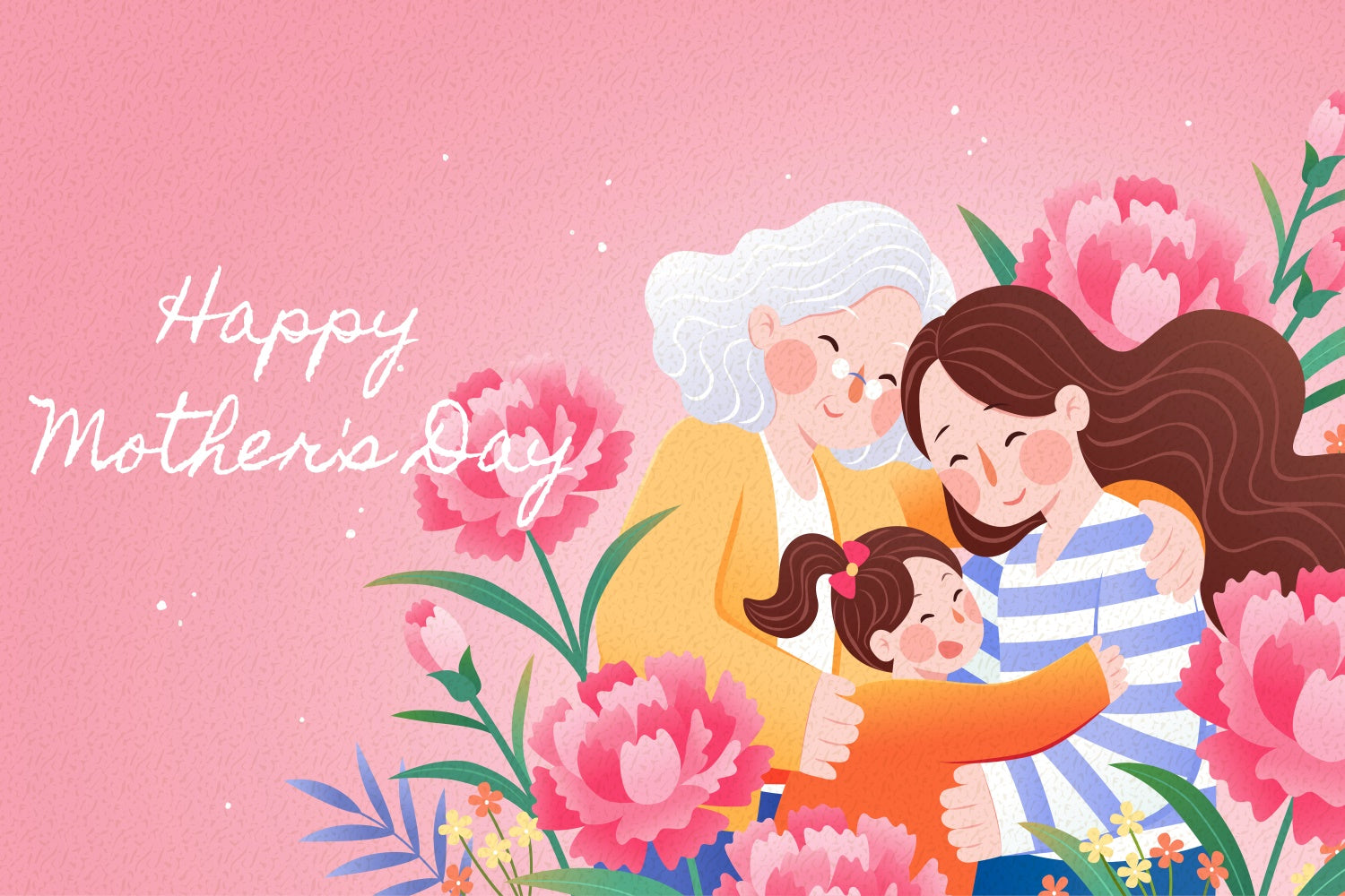 Happy Mother's Day Backdrop Sweet Embrace Floral Backdrop GTY3-155