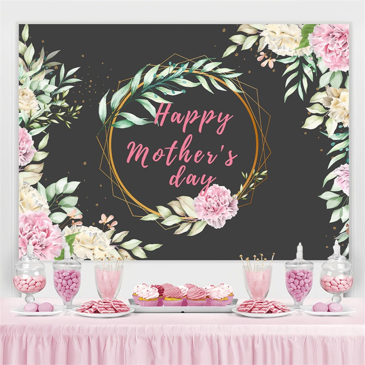 Backdrops For Mothers Day Pink Peony Geometric Frame Backdrop GTY3-157