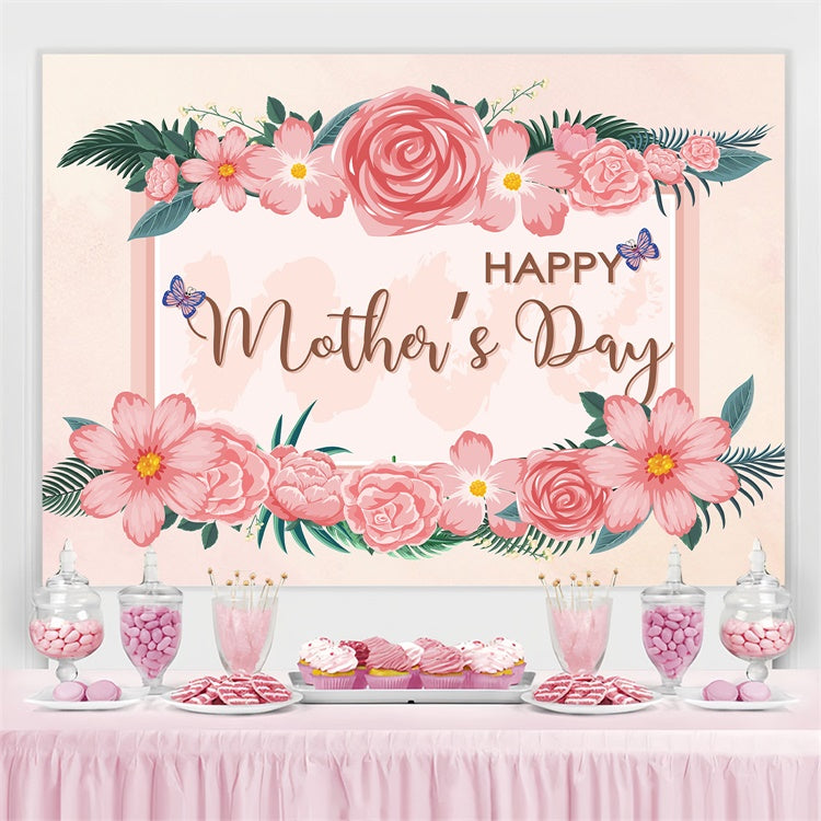 Mothers Day Photo Backdrop Blush Pink Rose Frame Backdrop GTY3-162