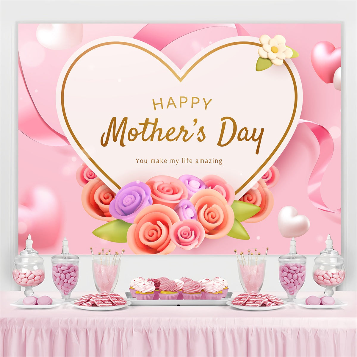 Backdrops For Mother's Day Chic Pastel Rose Backdrop GTY3-171