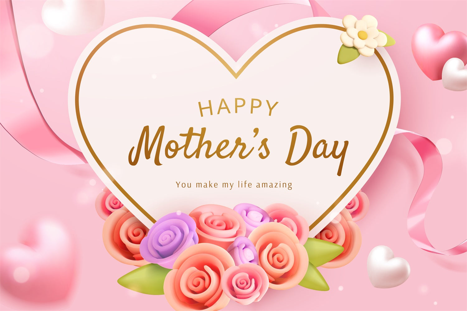 Backdrops For Mother's Day Chic Pastel Rose Backdrop GTY3-171