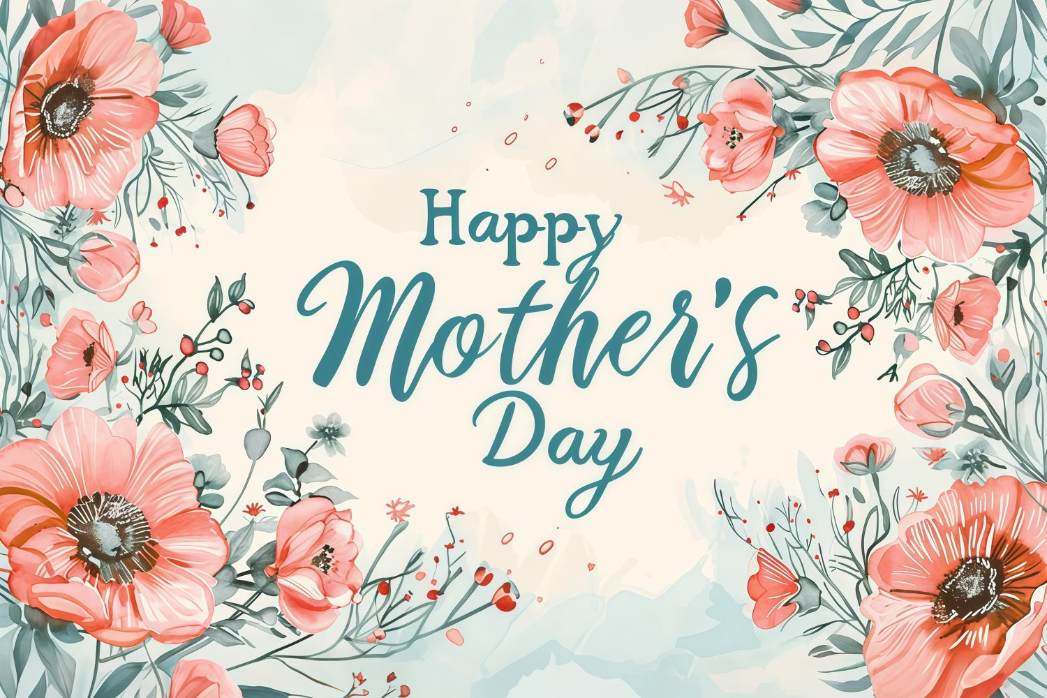 Mothers Day Backdrops Watercolor Floral Customized Backdrop GTY3-173