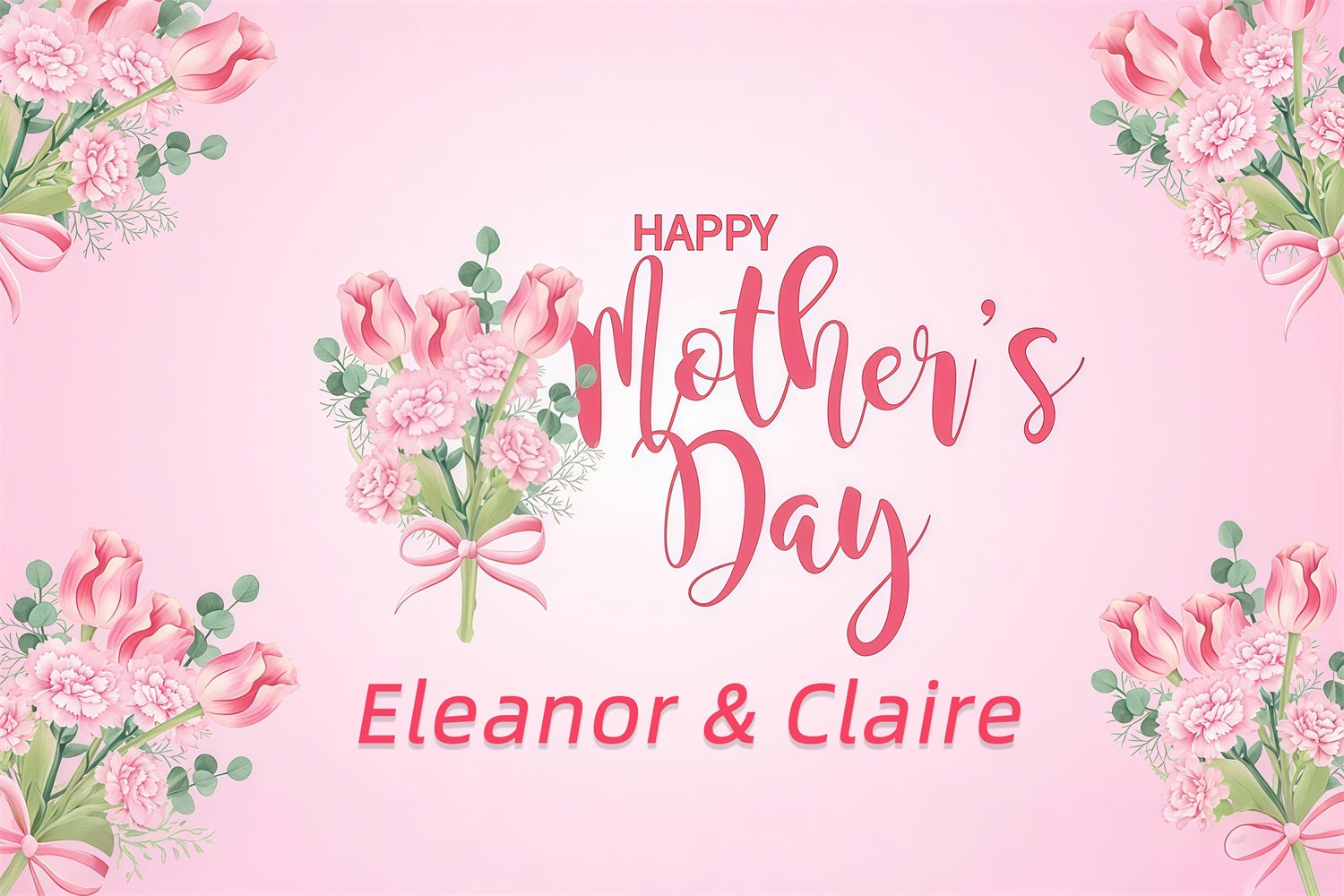 Backdrops For Mother's Day Pink Floral Bouquet Personalised Backdrop GTY3-175