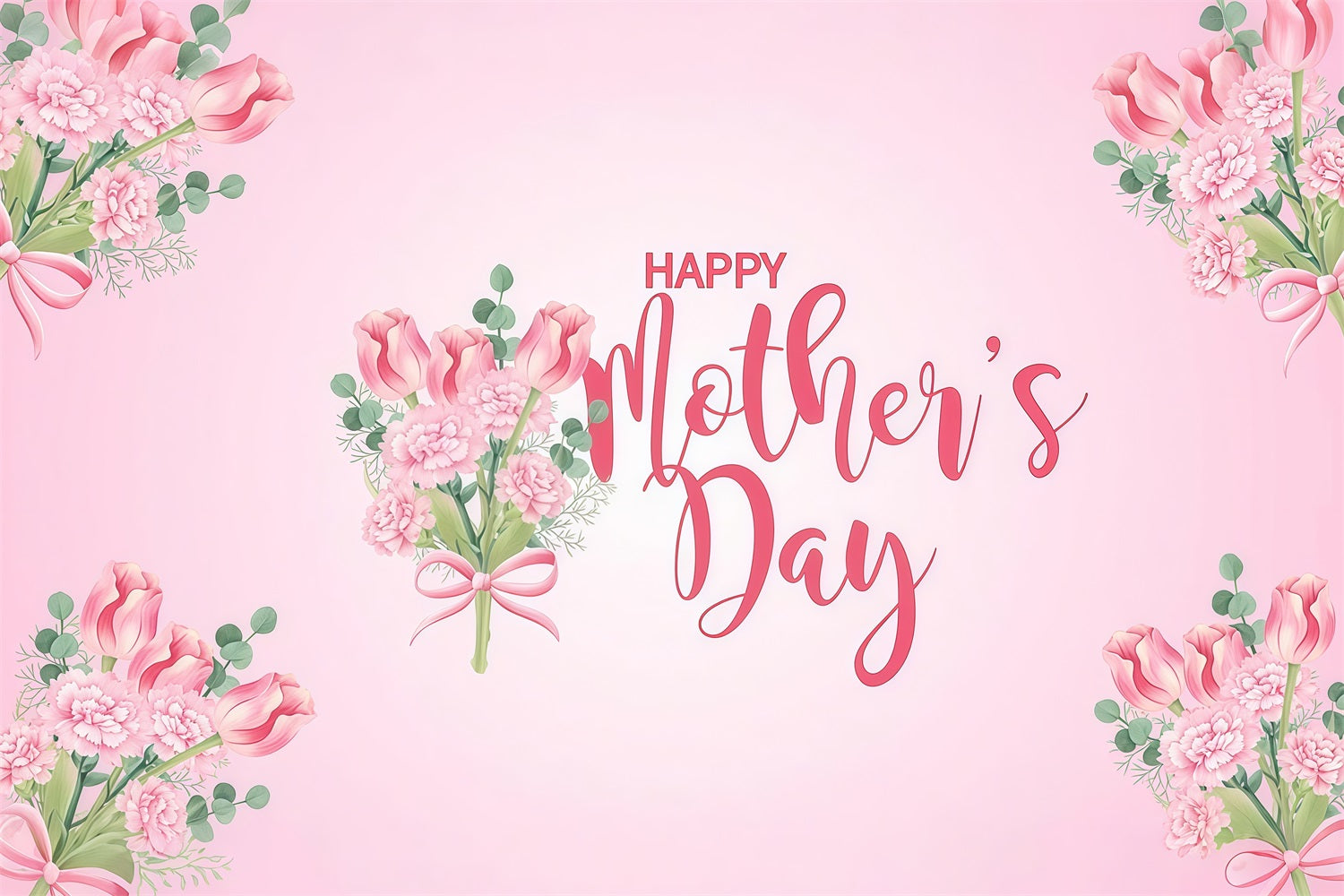 Backdrops For Mother's Day Pink Floral Bouquet Personalised Backdrop GTY3-175