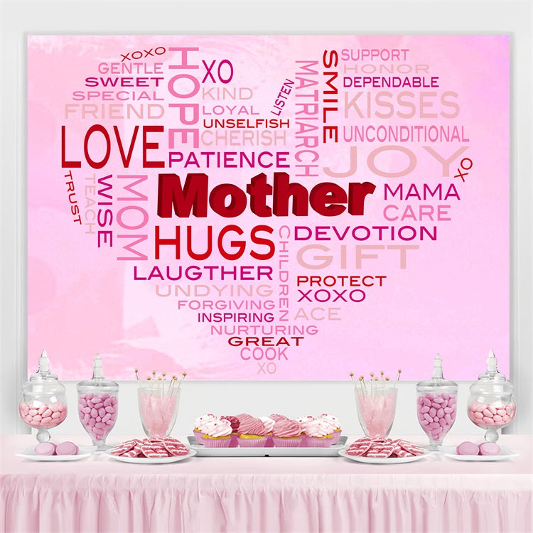 Mother's Day Backdrop Word Art Heart Custom Backdrop GTY3-176