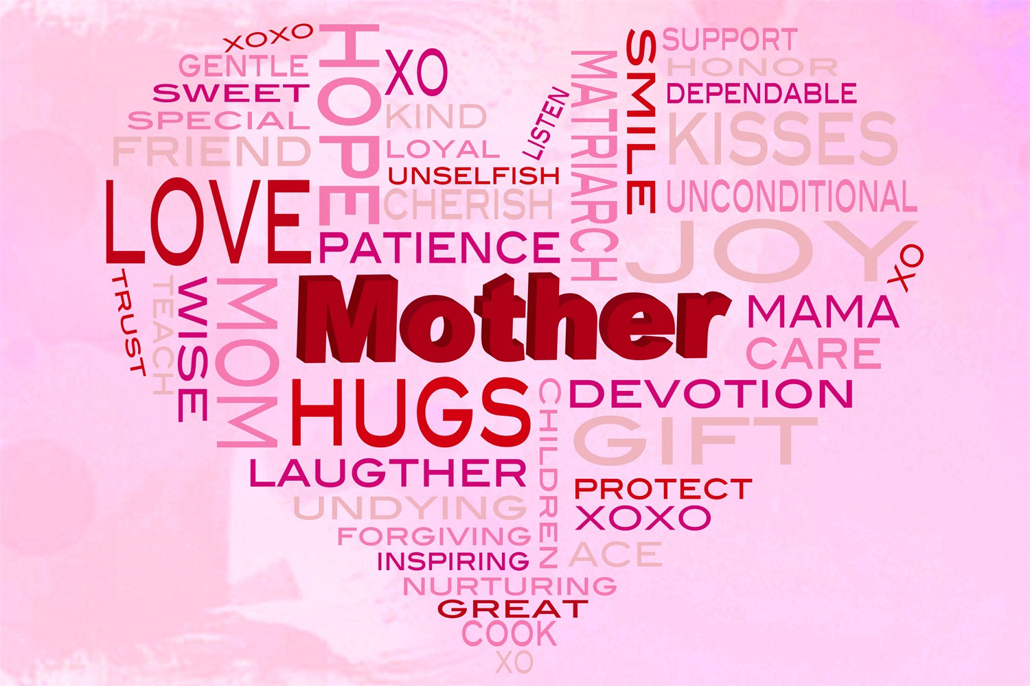 Mother's Day Backdrop Word Art Heart Custom Backdrop GTY3-176