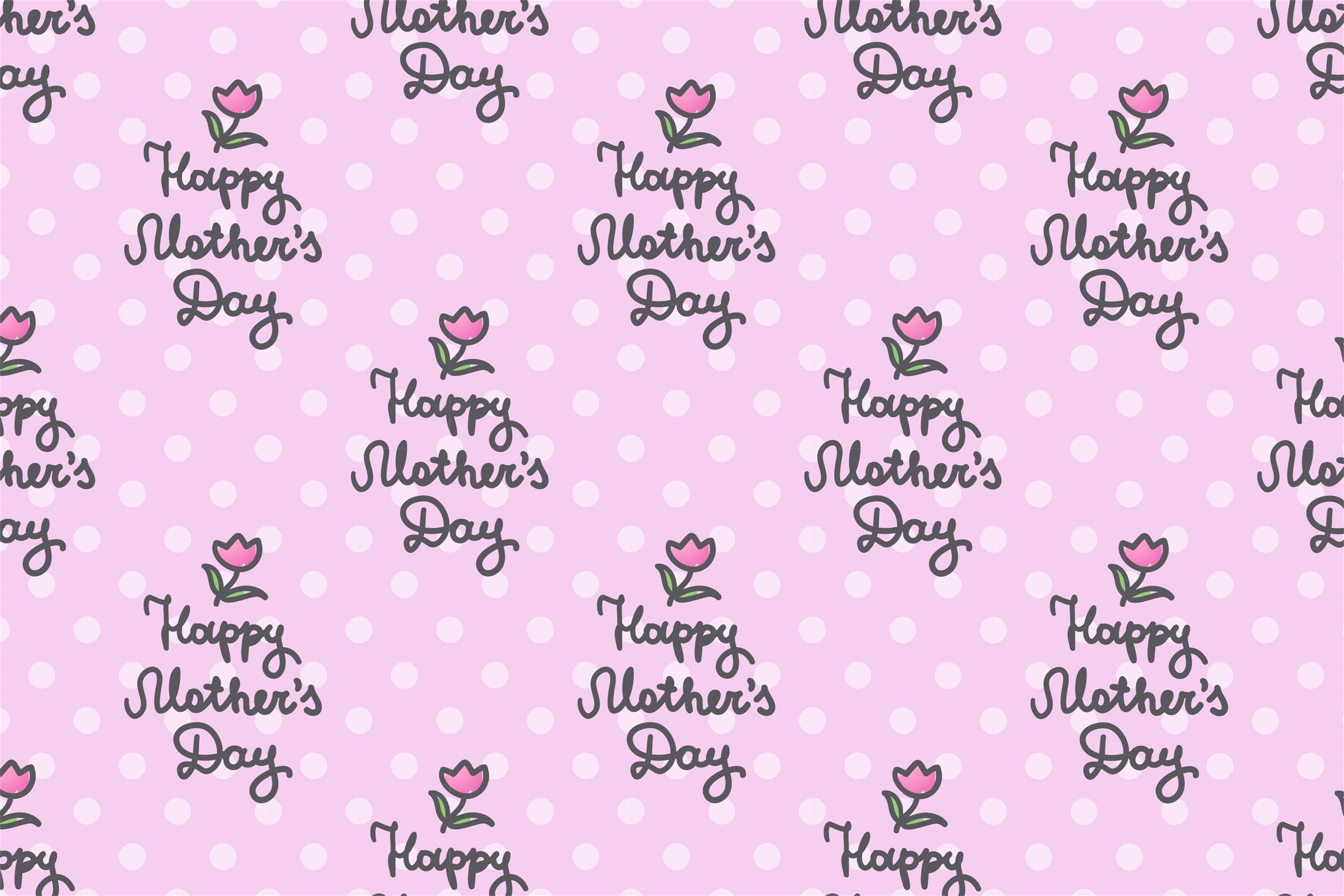 Mothers Day Backdrop Pink Polka Dot Tulip Customized Backdrop GTY3-177