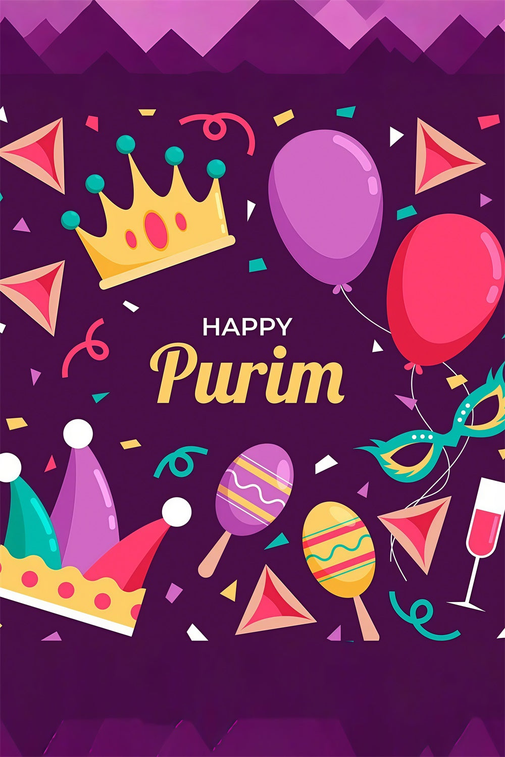 Purim Backdrop Purple Party Decorations Festival Backdrop GTY3-18
